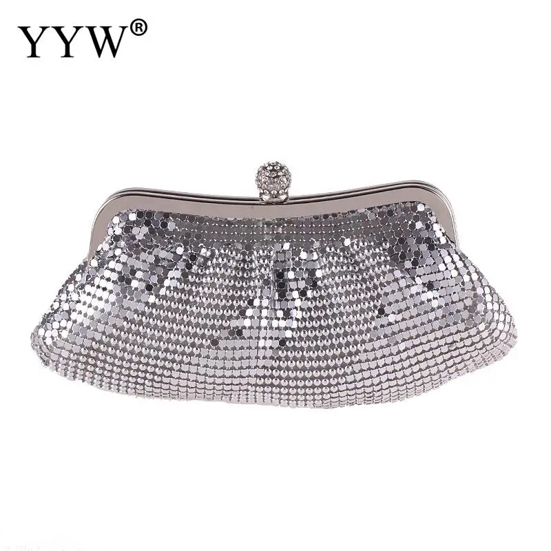 

Luxury Clutches Wedding Purse Bag Women Rhinestone banquet Handbag Women Bags Designer Silver Metal Sequin Evening Party Clutch