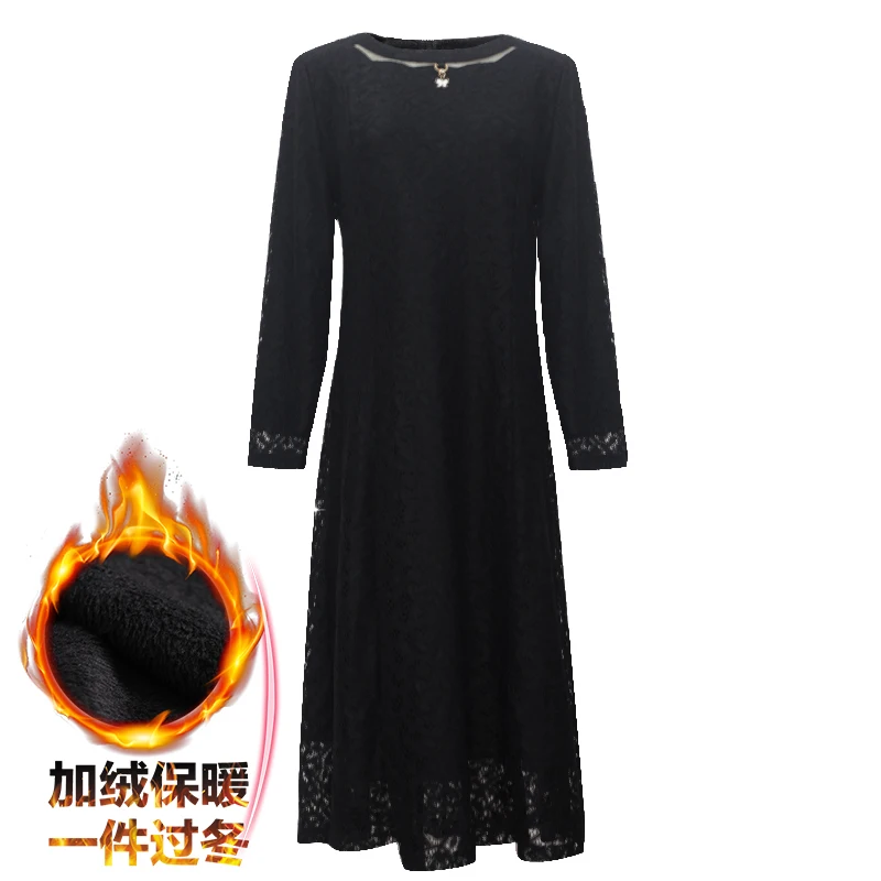 Женское платье с цветочным принтом Черное Кружевное Платье до щиколотки