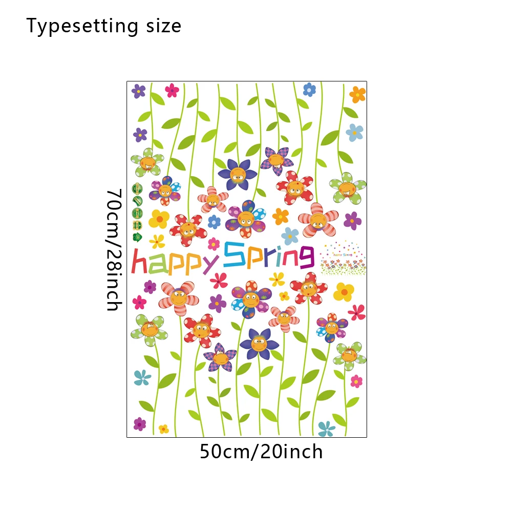 Cartoon Flowers Living Room Bedroom Bathroom Nursery Kids Removable DIY Self-adhesive Wall Stickers Decals Decor Mural dc18 | Дом и сад