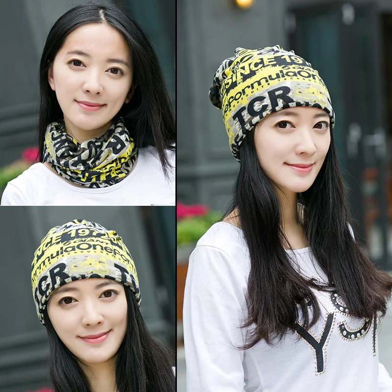 Женская вязаная шапка шарф на осень и зиму Повседневная шапочка женские шапки