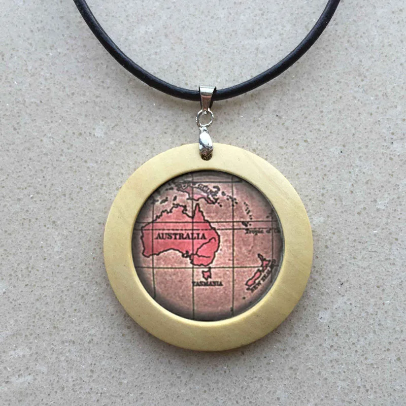 Австралию и Новую Зеландию Винтаж карта Цепочки ожерелья ювелирные изделия с