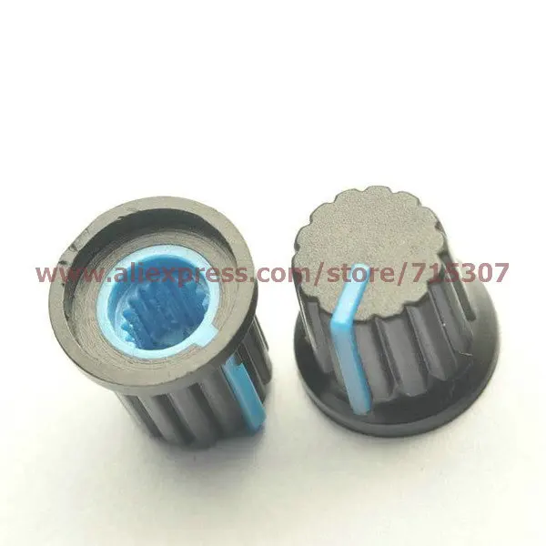 PHISCALE 20 шт. синяя ручка потенциометра с нескользящими полосками используемая для