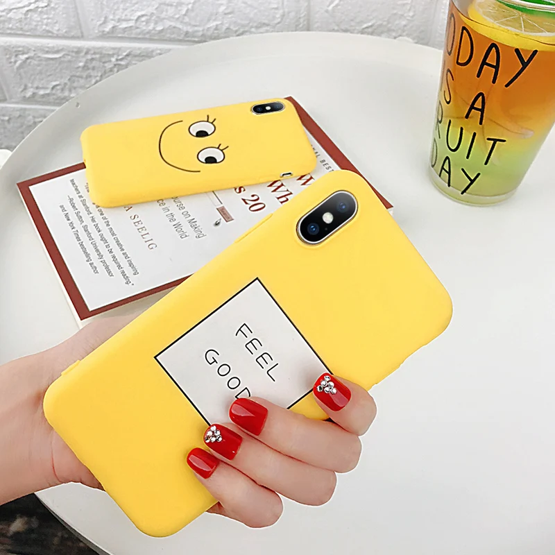 Чехол Moskado для iPhone 6 6S 7 8 Plus X Модный мягкий желтый чехол из ТПУ с милым мультяшным