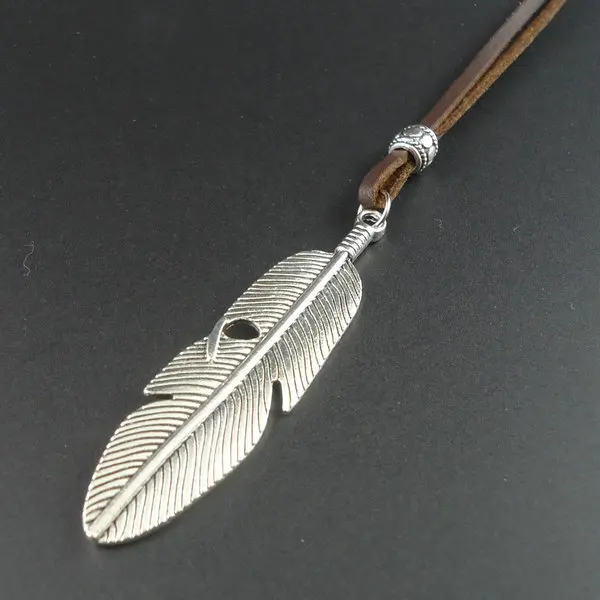 Кожаные подвески и ожерелья ручной работы с перьями для мужчин женщин|fashion