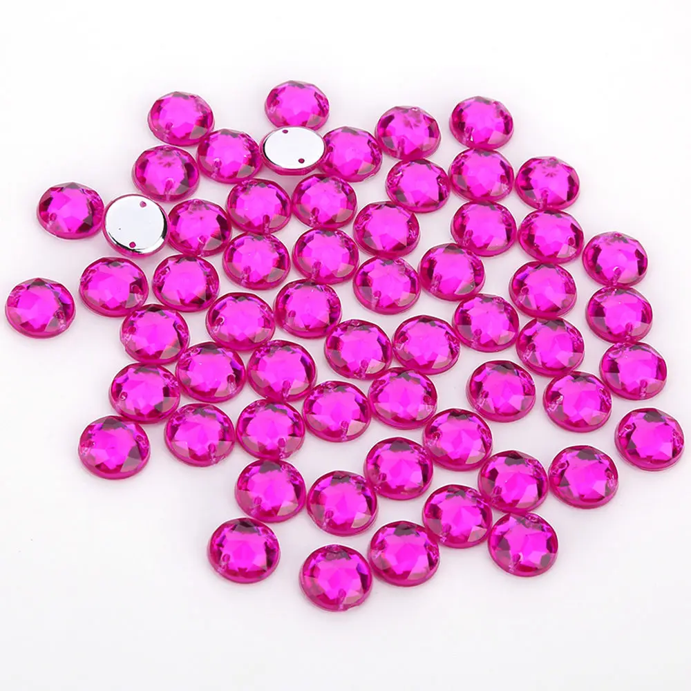 Magenta Tpsmc цветные акриловые кристаллы 8 мм 10 мм 12 мм Красивые Стразы для шитья с плоской задней стороной сумки для свадебного платья diy - Цвет: Magenta