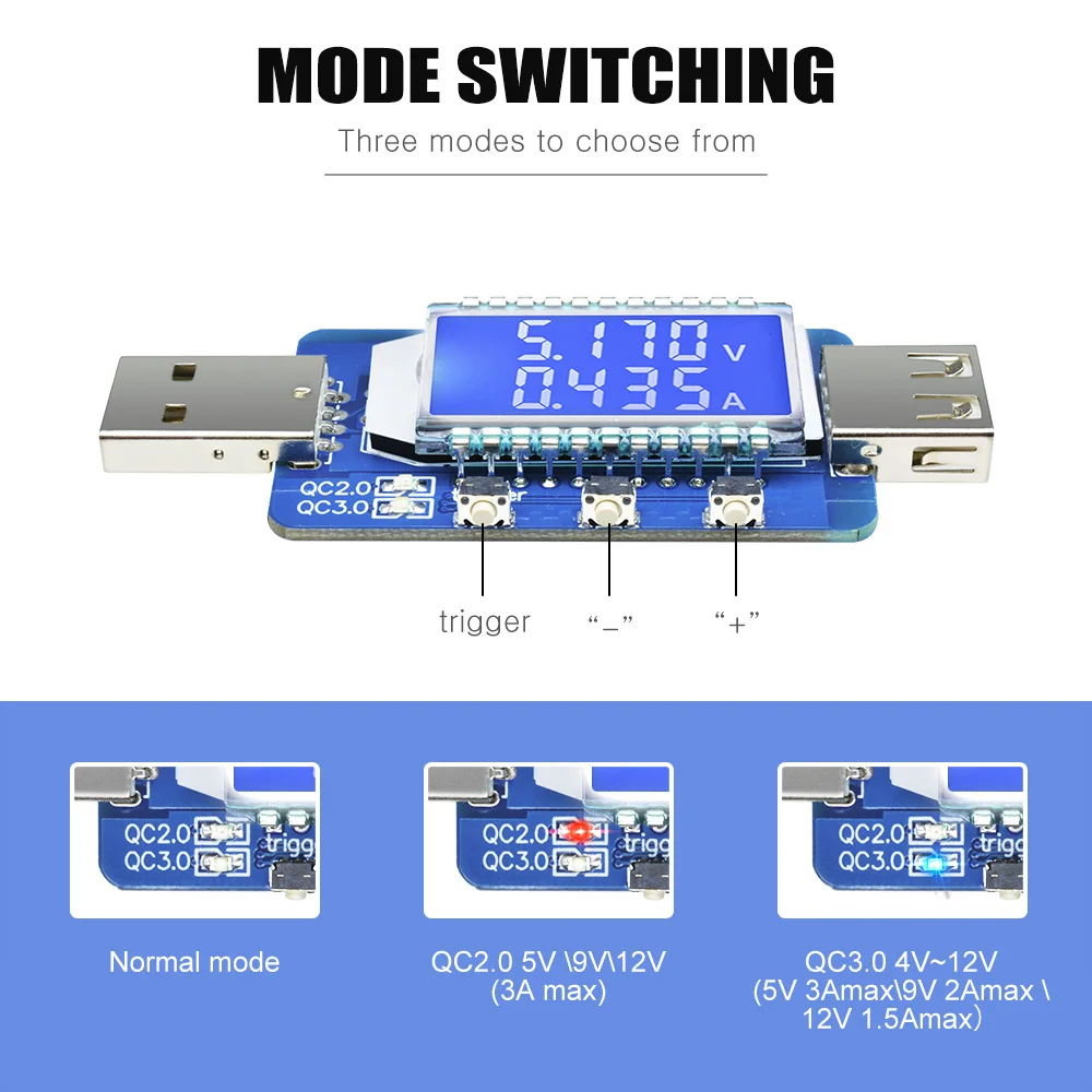 DC 4 V-28 V USB ЖК-дисплей Цифровой Текущий Напряжение детектор быстрая Зарядное устройство триггер Вольтметр Амперметр тестер КК 2,0 QC 3,0 манок инструмент