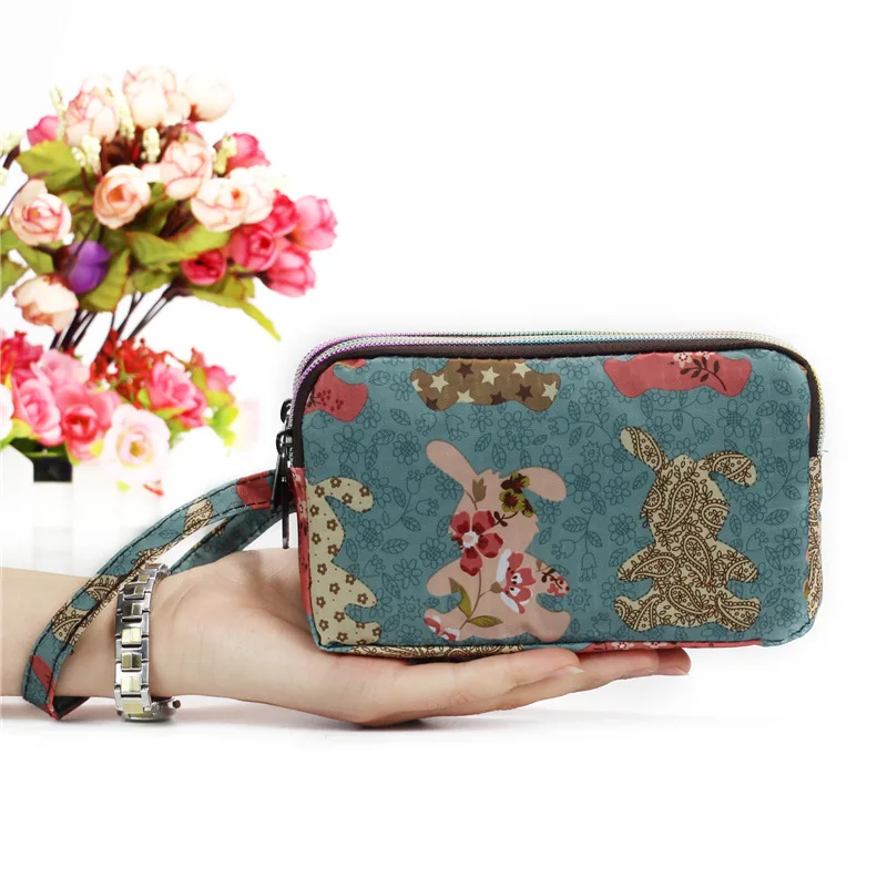 National printing Cute Style 3 Layer Women's Wallets Female Party Handbag Credit Card Holder Zipper Purse Clutch Phone Bag