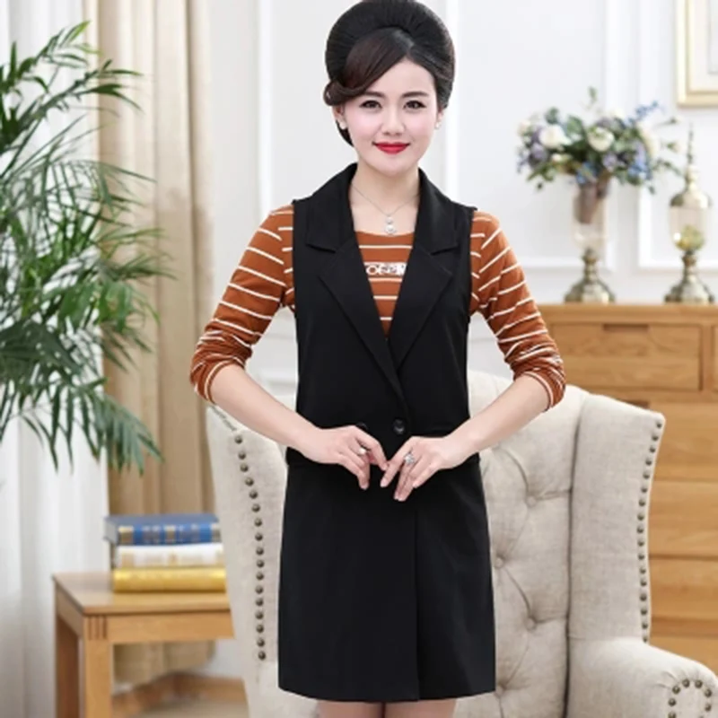 Весна Осень 2018 женские блейзеры жилет для женщин среднего возраста большие