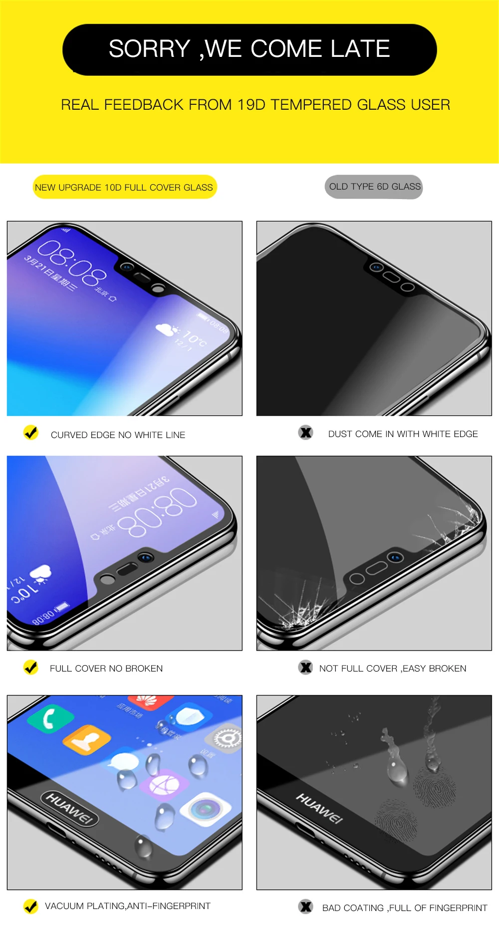 19D полное покрытие из закаленного стекла для Huawei Honor 10 P20 P30 Pro Mate 10 20 Lite 8X 8A Защитная пленка для экрана P Smart стекло