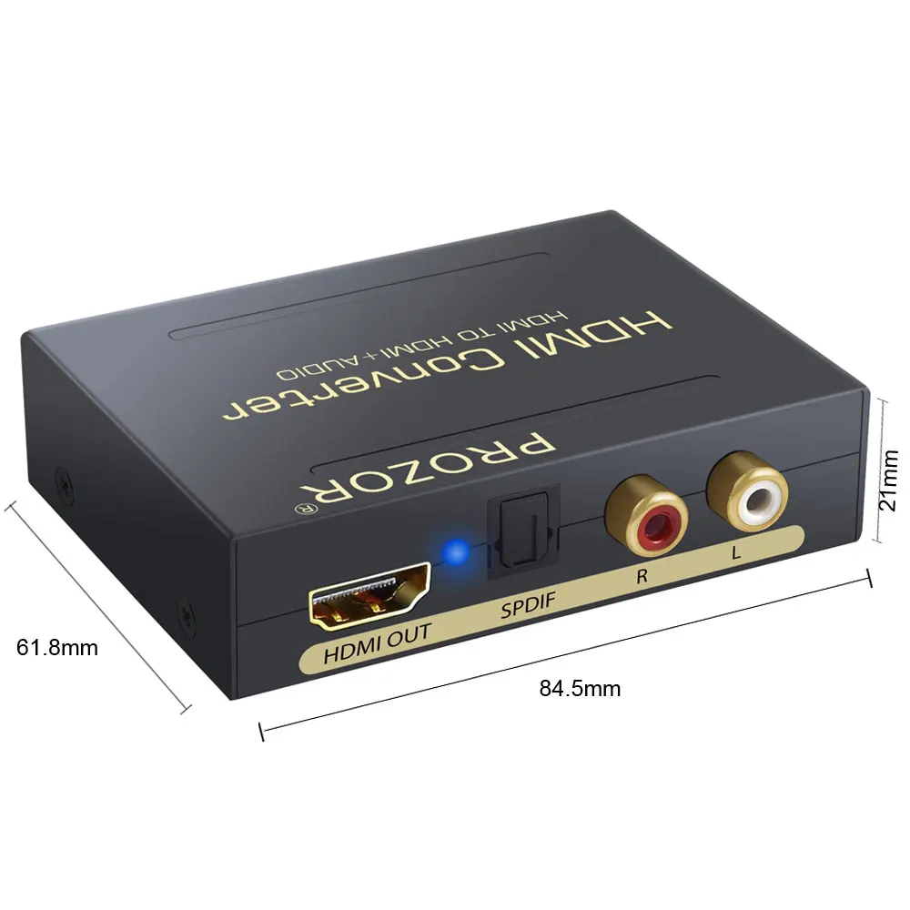 Prozor HDMI To Optical RCA L/R Audio and Video decoder HDMI 4K HDMI TO HDMI Loop 2.1CH 5.1CH Extractor Converter Audio decoder