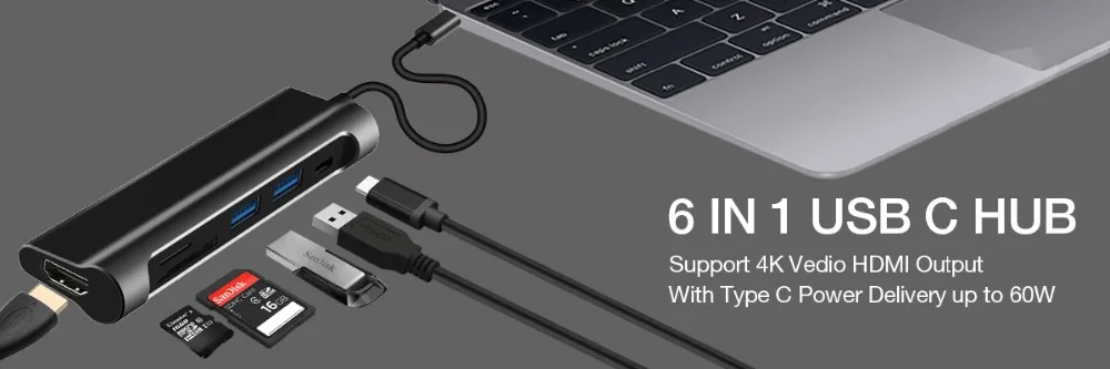 7 в 1 USB C концентратор USB-C HDMI 4K Gigabit Ethernet Rj45 адаптер USB 3,1 SD/TF кард-ридер для MacBook Pro iPad type C концентратор Hdmi USB