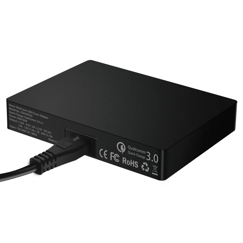 Универсальное зарядное устройство с 5 USB-портами и поддержкой быстрой зарядки |