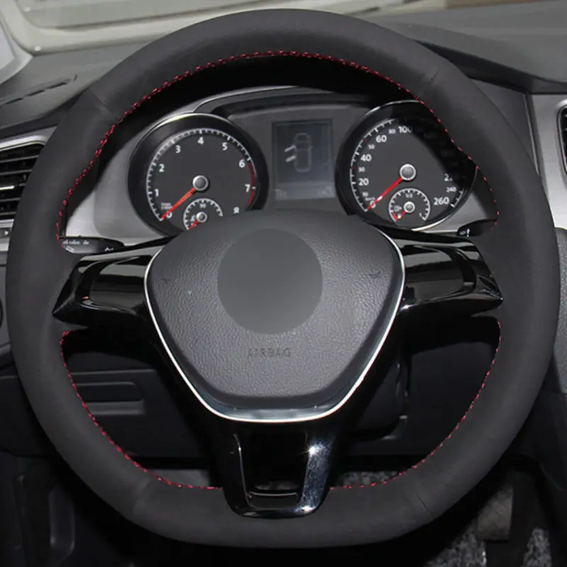 Топ Кожаный руль ручной стежок на обруче чехол для VolksWagen Golf 7 Mk7 Polo Jetta Passat B8