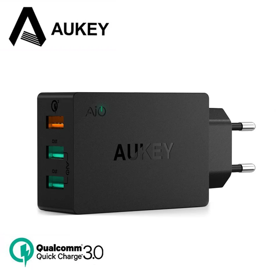 AUKEY USB Зарядное устройство 43 5 Вт Quick Charge 3 0 Fast QC3.0 Мобильный телефон стены для iPhone X 8