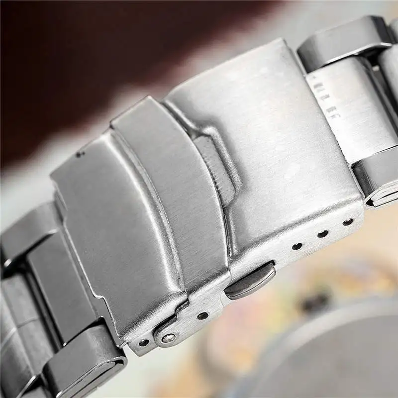 KINGNUOS модные часы Для мужчин бренды кварцевые группа Нержавеющая сталь красные