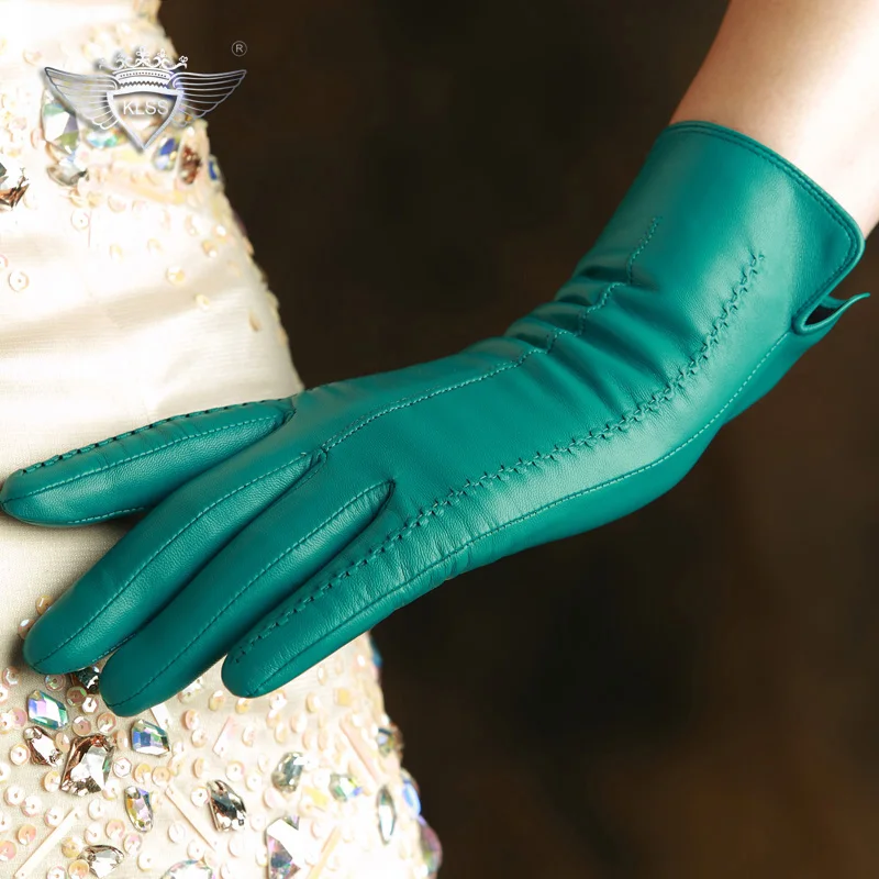 KLSS Брендовые женские перчатки из натуральной кожи зимние Бархатные