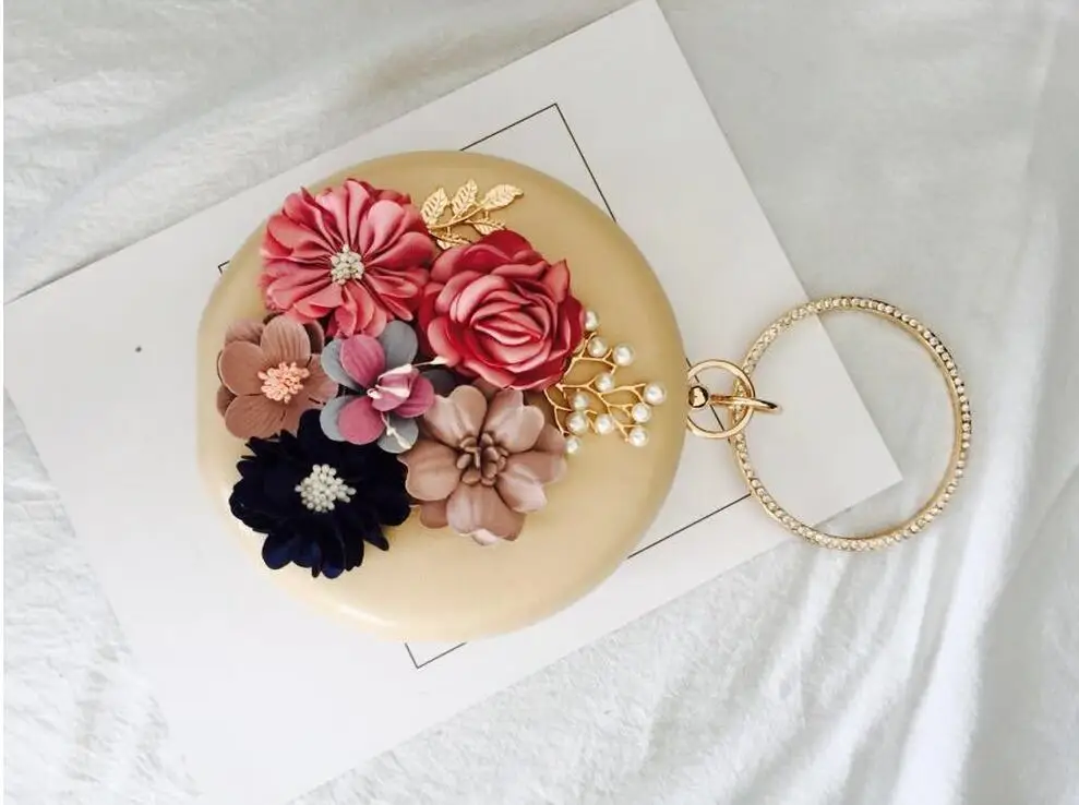 2021 ручной работы с цветочным узором вечерний клатч сумка-тоут мини круглый