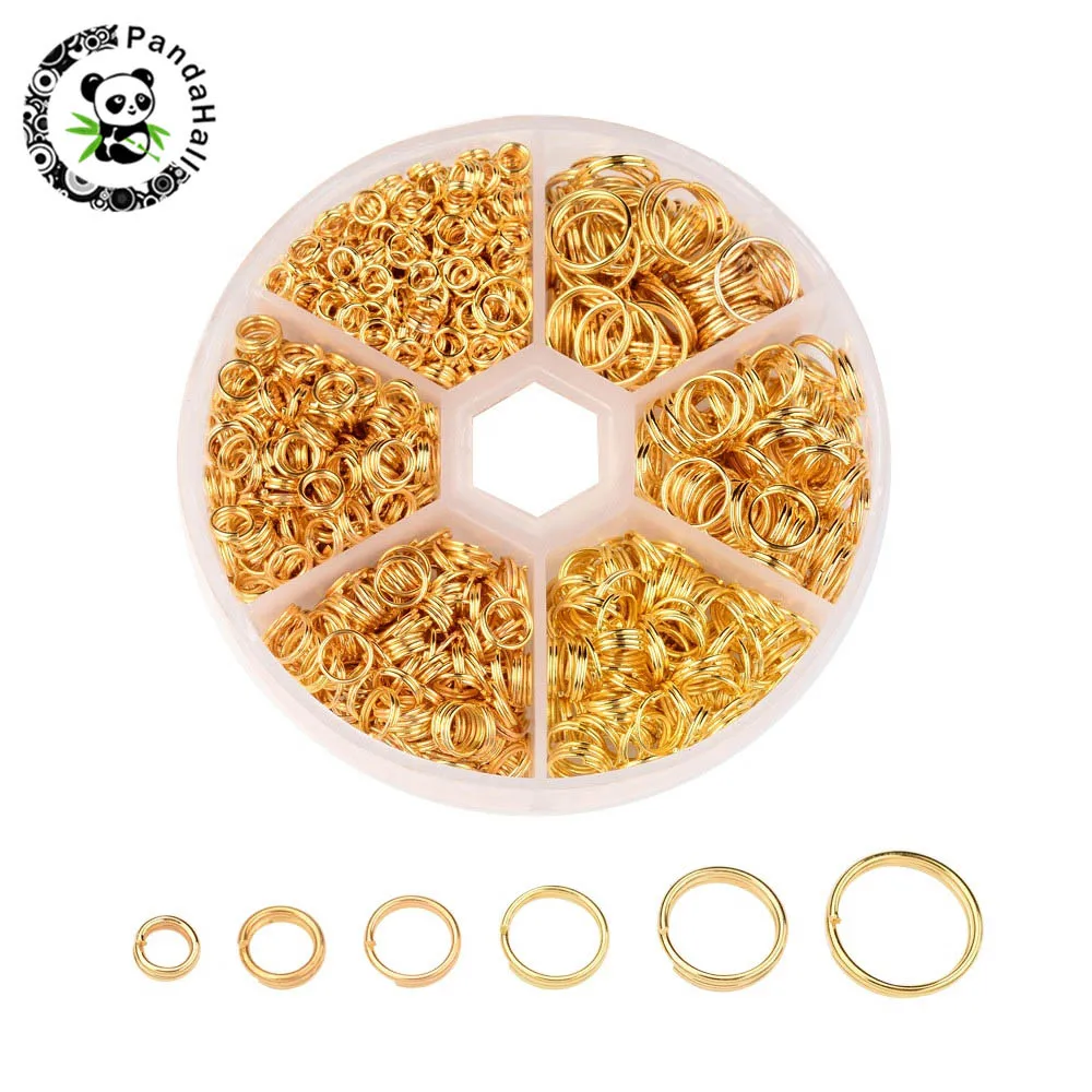 Golden 1 коробка, железное двойное Смешанное разъемное кольцо, кольца для изготовления ювелирных изделий 4 мм 5 мм 6 мм 7 мм 8 мм 10 мм - Цвет: Golden