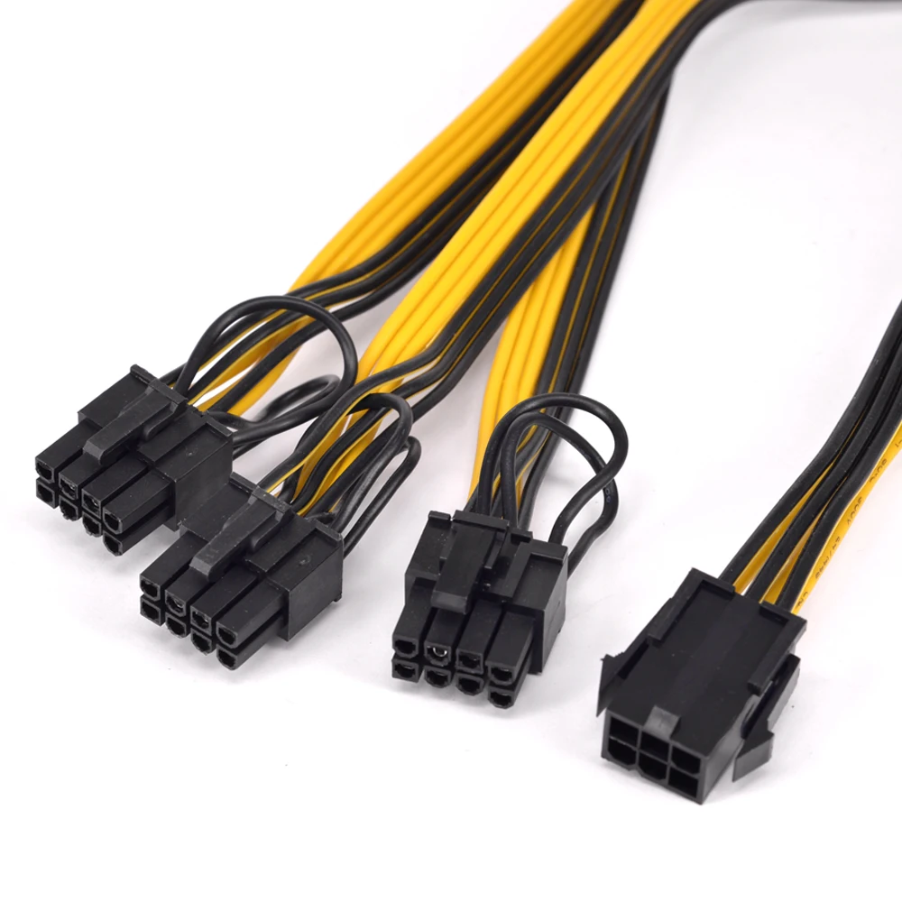 Адаптер питания PCI e с 6 контактами на 3 порта + 2 контакта|Компьютерные кабели и