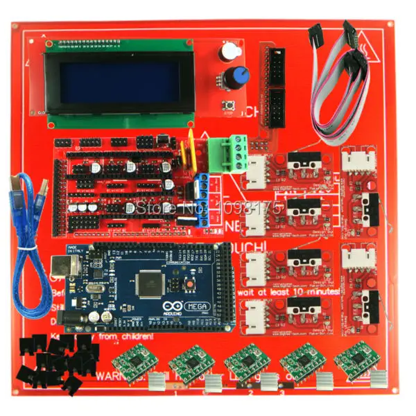Комплект Reprap Ramps 1 4 с Mega 2560 r3 + Heatbed mk2b 2004 ЖК контроллер Драйвер A4988 торцевые