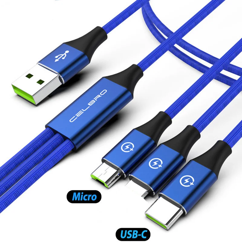Зарядный кабель USB Type-C 3 в 1 универсальный телефонный с несколькими Usb-портами для