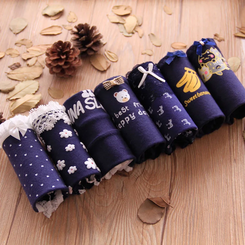 2018 Обувь для девочек Нижнее Бельё 7 шт./лот кружева прекрасный темно Трусики Лук с