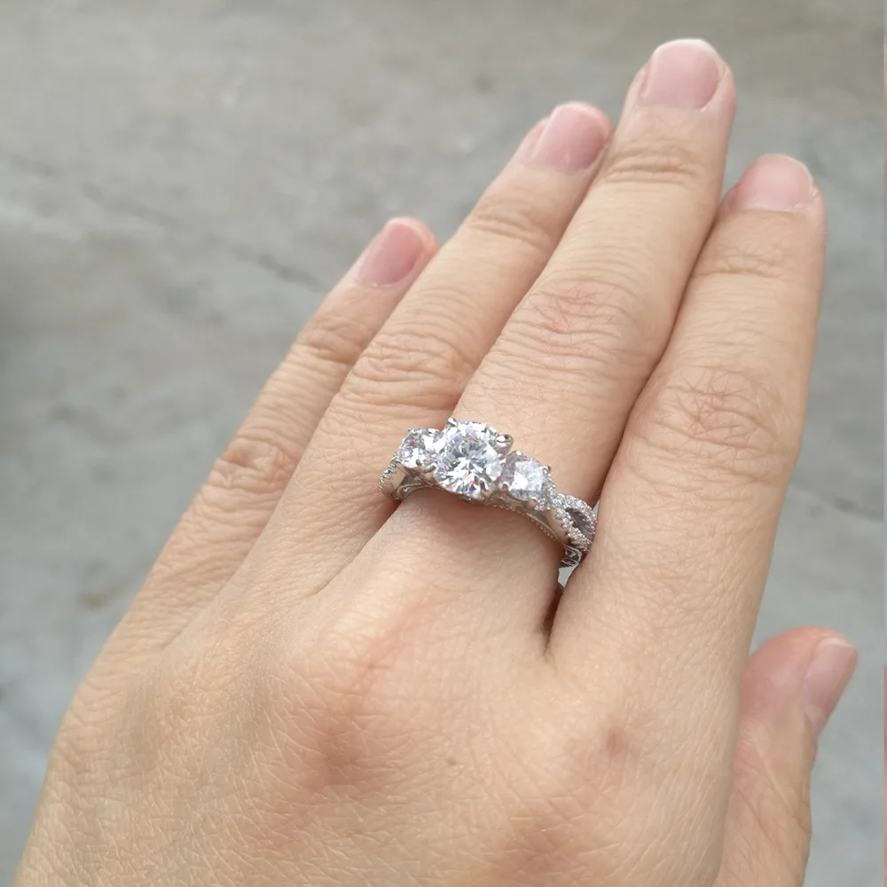 Newshe обручальное кольцо для женщин 1,8 Ct AAA CZ Твердое Серебро 925 пробы модные Потрясающие классические ювелирные изделия