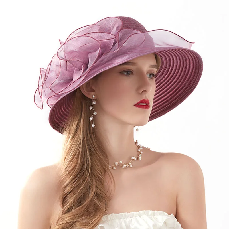 Chapeau Femme Mariage бейсболка с меховым помпоном Женская церковная Вуалетка Цветочная Одежда Бант ведро Свадебная шляпа Боулер Дерби широкий пляжный навес шляпы от солнца