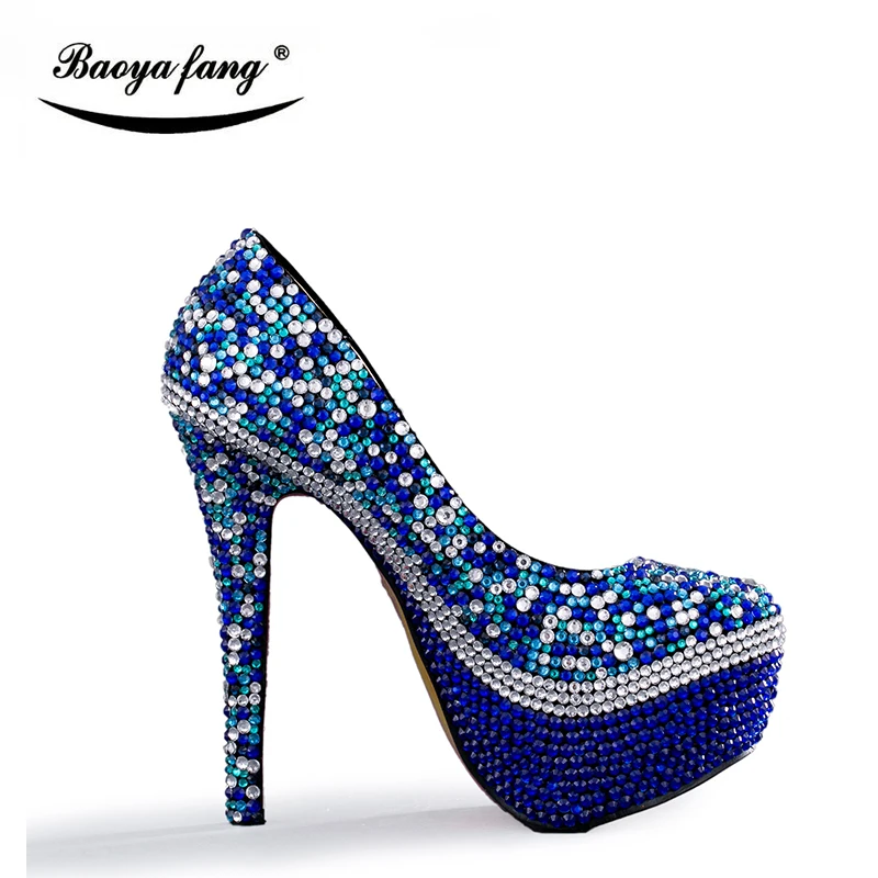 Ярко синие разноцветные Серебристые свадебные туфли с сумочкой в комплекте