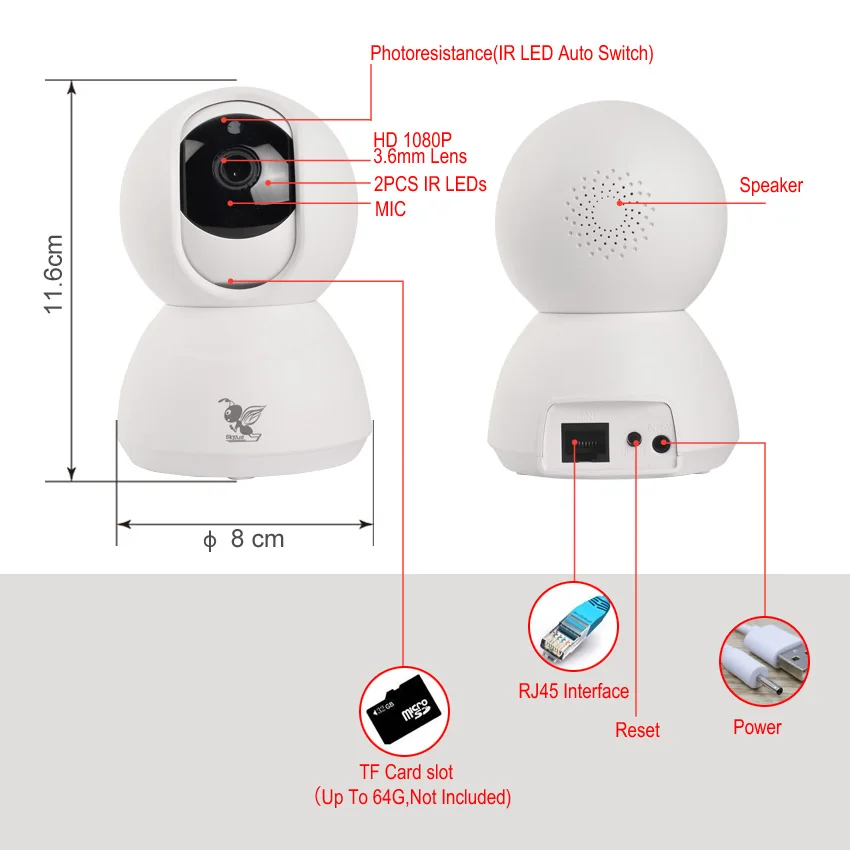 Full HD 1080 P 720 Крытый WiFi ip камера видеонаблюдения мини безопасности ночного видения