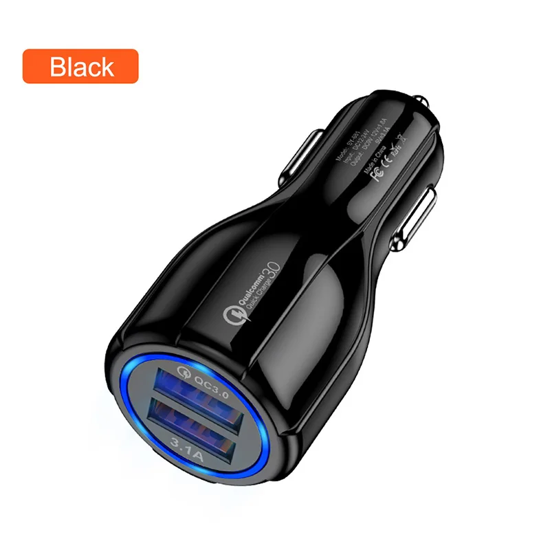 Black 3.1A Быстрая зарядка 3,0 двойной зарядное устройство USB для samsung iPhone 6 7 8 Plus X XS Max Xiaomi huawei телефон Быстрый адаптер источник 12 в 5 В - Тип штекера: Black