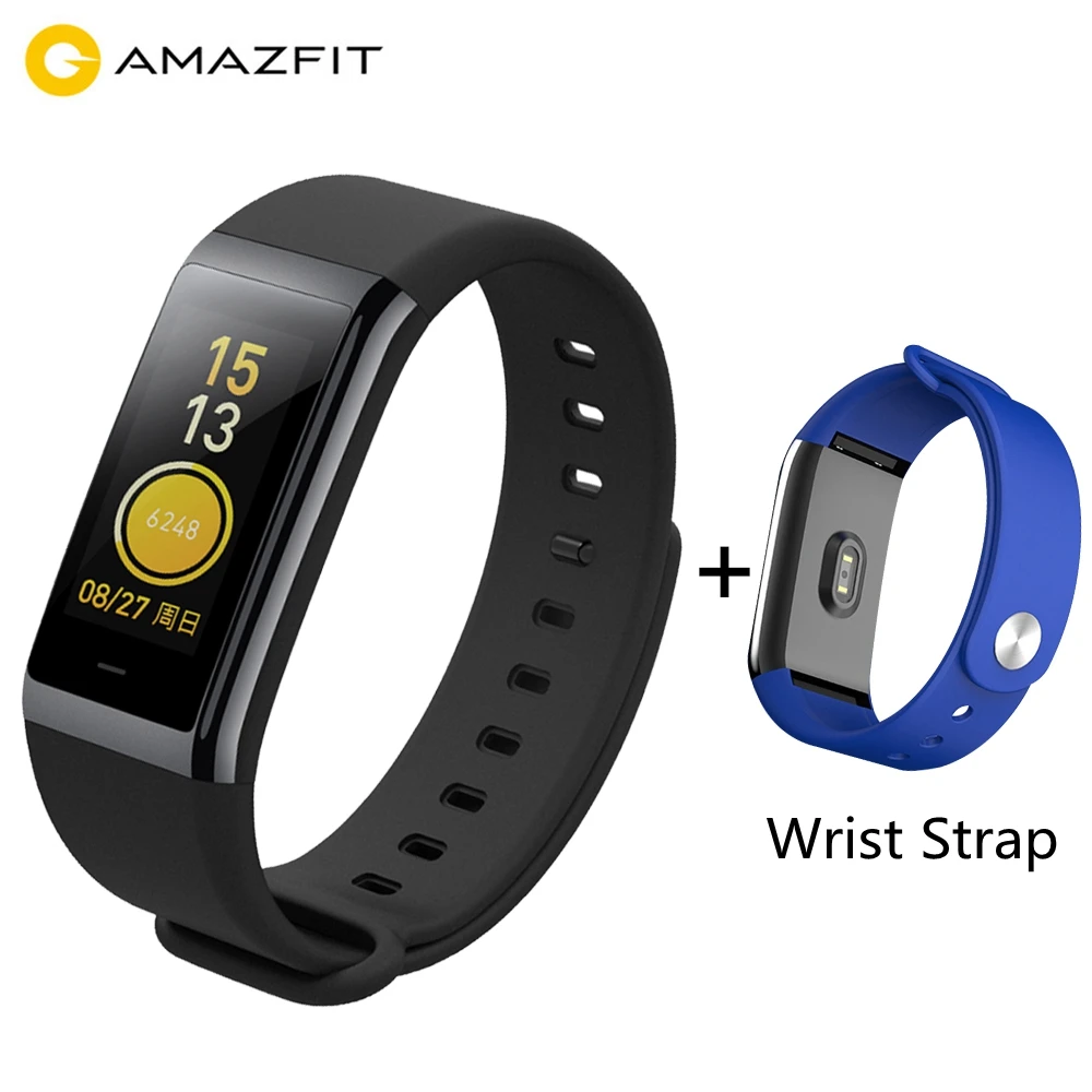 Фитнес-браслет Xiaomi Amazfit Cor английская версия Midong Smart Band 1,2" цветной экран 5 атм водонепроницаемый смарт-браслет - Цвет: Add Blue Strap