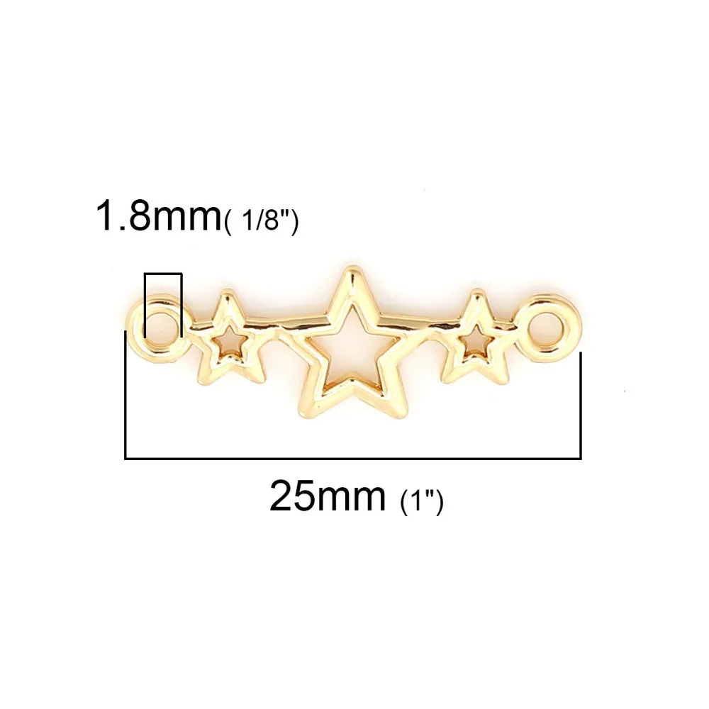 DoreenBeads Zinc Based Alloy Connectors Jewelry Findings Pentagram Star Gold Silver Color 25mm(1&quot) x 9mm( 3/8&quot) 20 PCs | Украшения