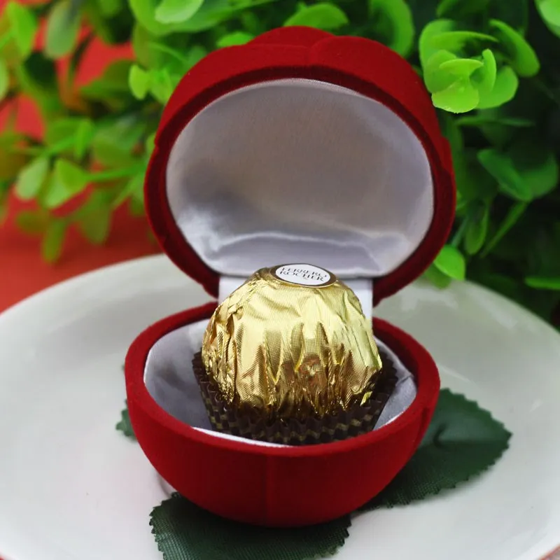 36 X Diameter 5cm Red Rose Shaped Velvet Favor Wedding Candy Box Valentines Day Chocolate Gift Boxes Wholesale | Дом и сад