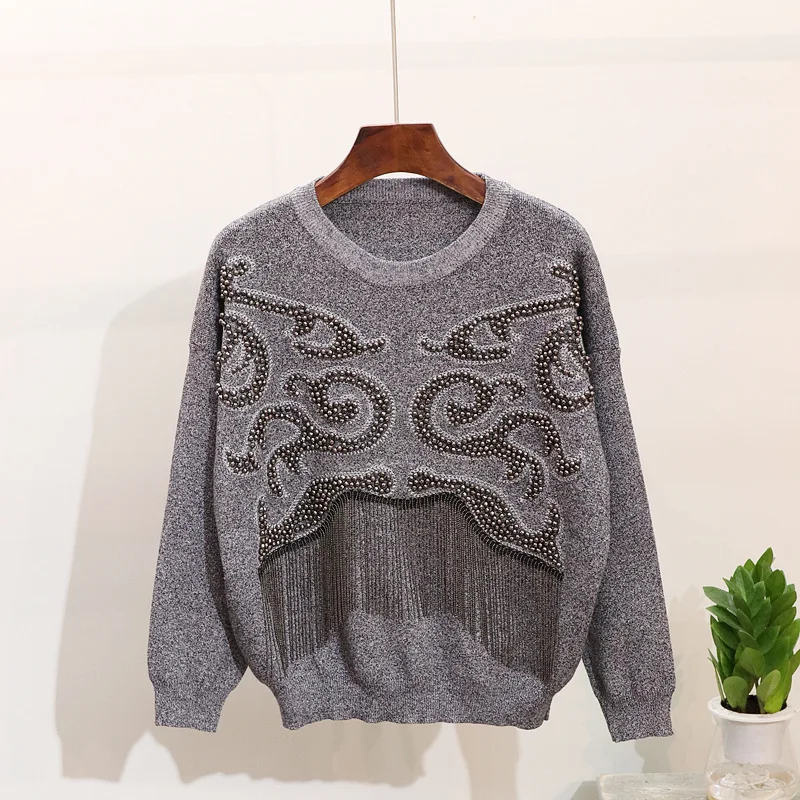 Женский трикотажный комплект из 2 предметов пуловер с длинными рукавами и