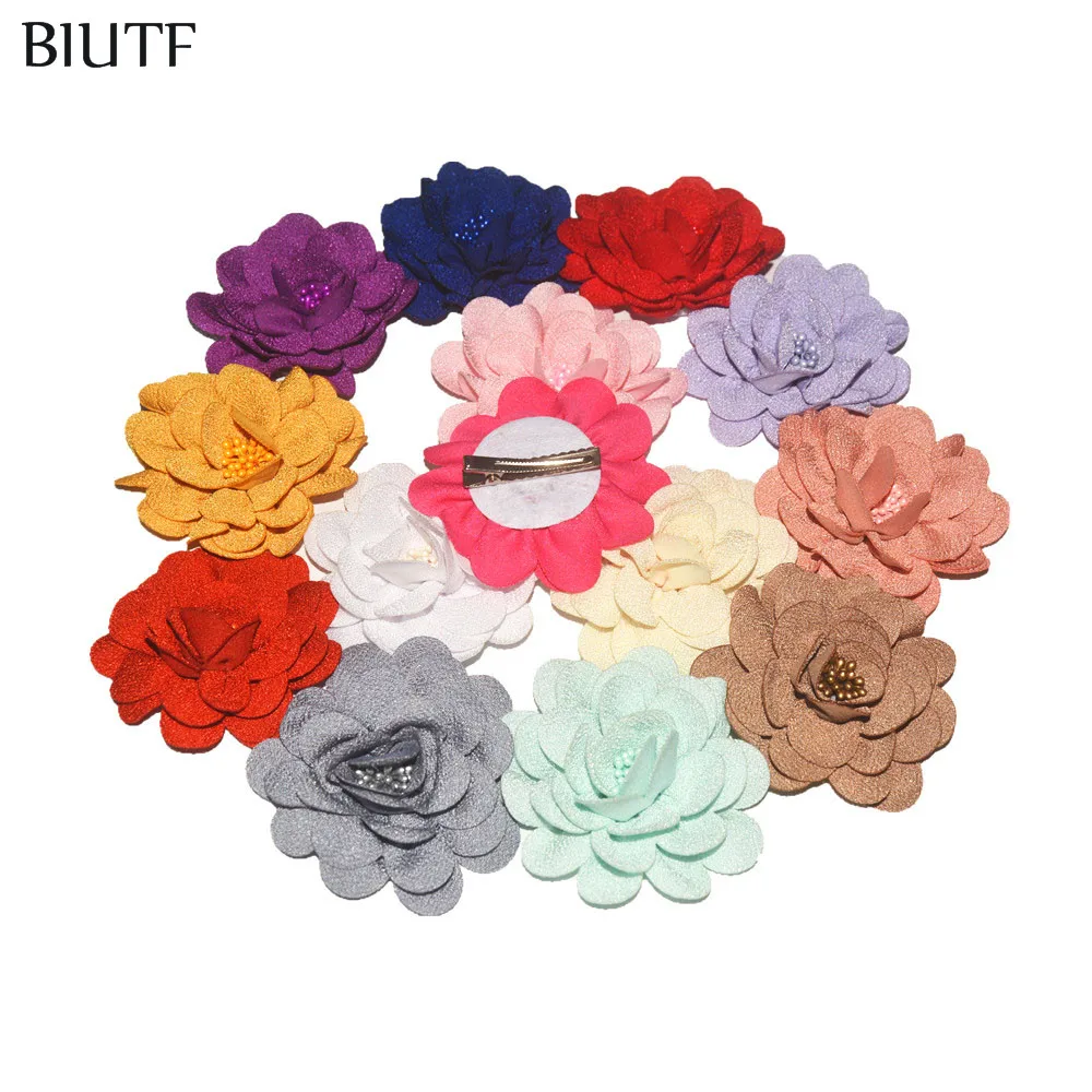 25 шт./лот новейший жемчужный тканевый цветок из мешковины с/без зажима аксессуары