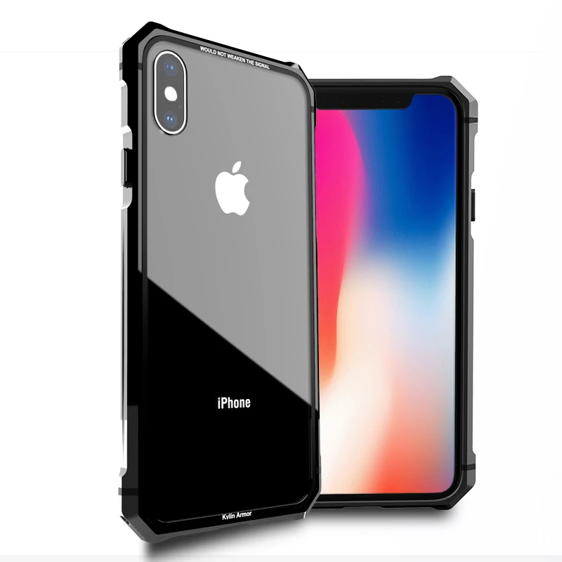 Для iPhone X 7 8 Plus чехол Черный Защитный авиационный Бампер металлический винт сотовый Чехол для телефона с прозрачной задней закаленным стеклом Cov
