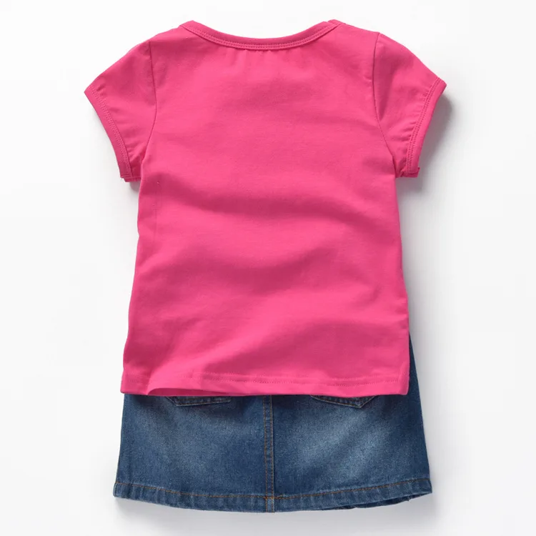 Двойка одежда для малышей девочек Лето котенок с короткими Футболка рукавами