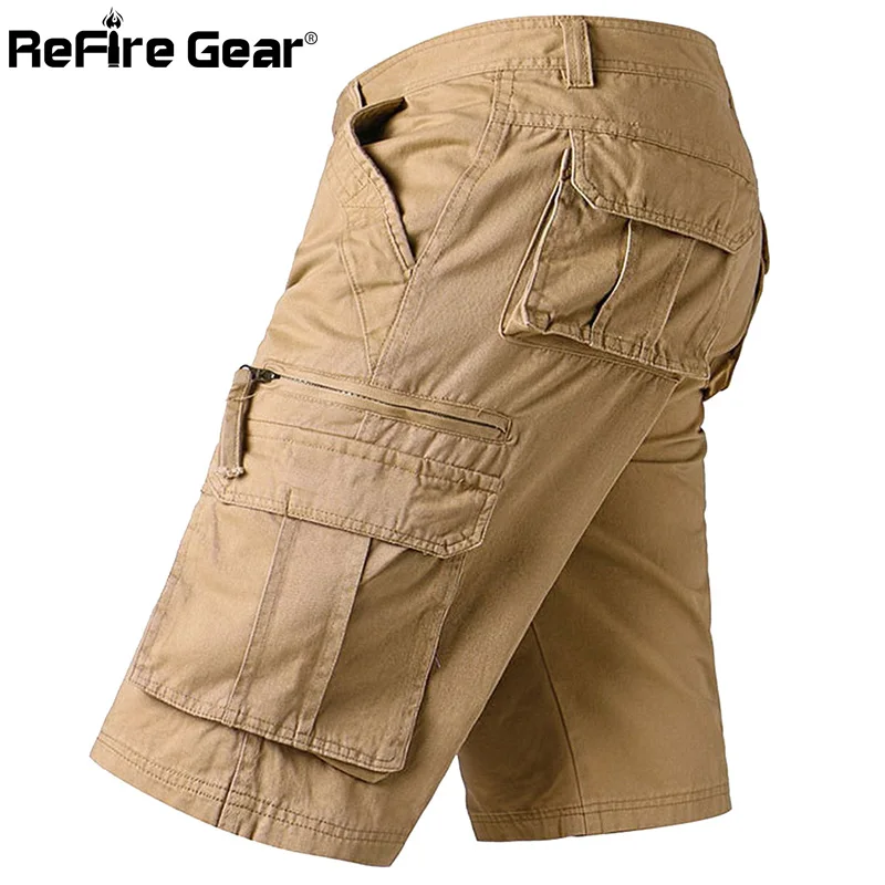 ReFire gear летние тактические шорты с накладными карманами мужские хлопковые армейский многокарманный боевые шорты мужские дышащие повседневные короткие штаны
