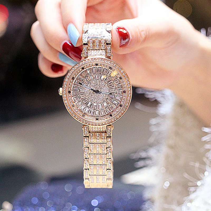 rose gold Модные Роскошные Аналоговые кварцевые наручные часы для женщин, женские часы с бриллиантами и кристаллами, подарок, Relogio Feminino, Прямая поставка - Цвет: rose gold