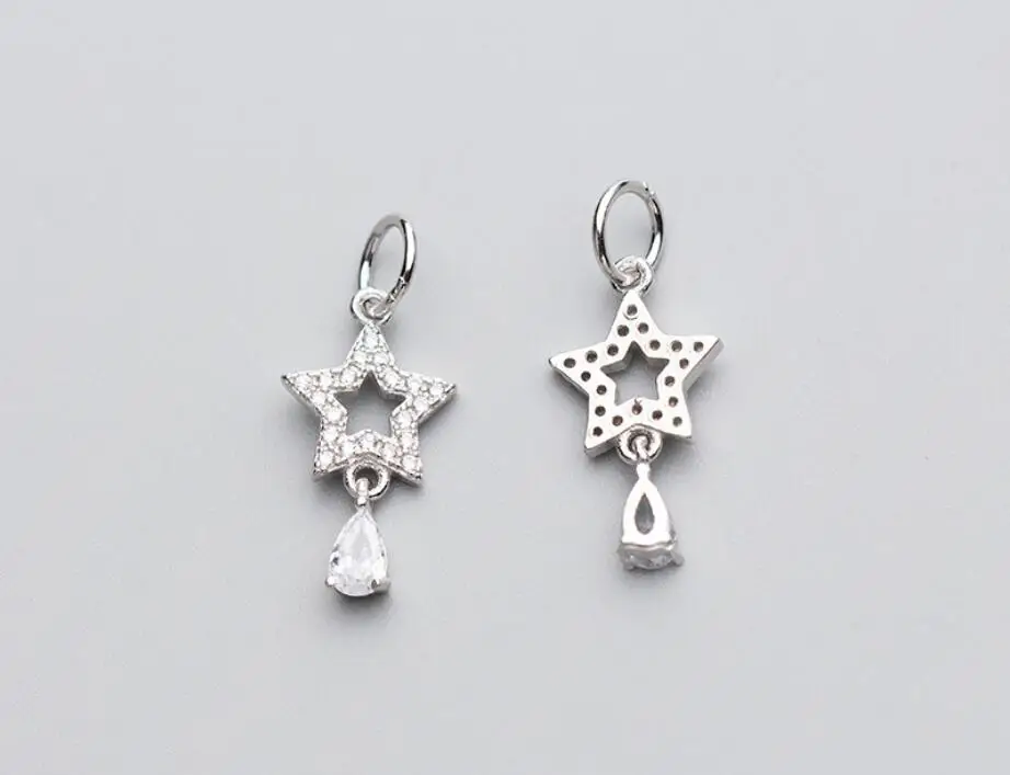 Браслет из стерлингового серебра 925 пробы с фианитами и подвеской в виде звезд