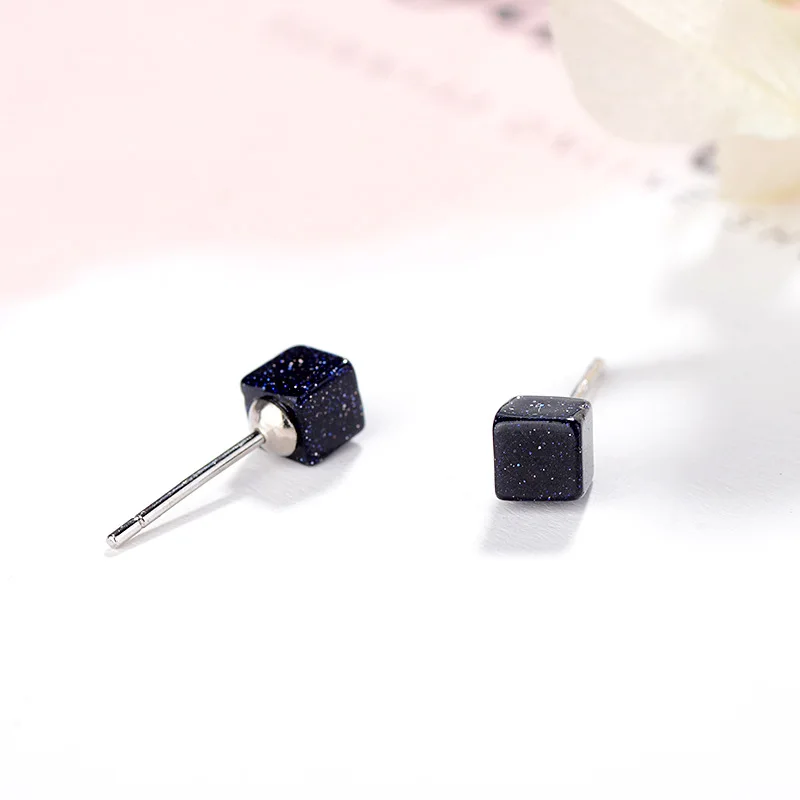 

FENGLI Black Starry Sky Simple Square Stud Earring Minimalism Tiny Small Earrings Unique Design Hot Sell Ear Studs Jewelry