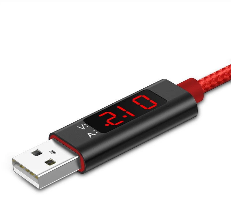 Кабель Micro USB Type-C для быстрой зарядки IOS Android со светодиодным цифровым дисплеем |