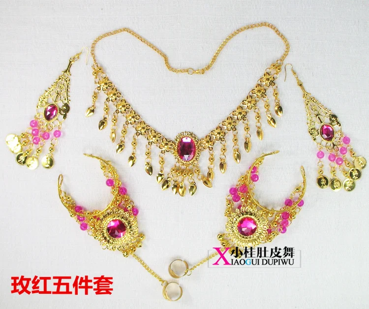 Headdress Earrings Bracelet Necklace Five pcs set Indian Belly Dance Jewelry Sets Party | Украшения и аксессуары