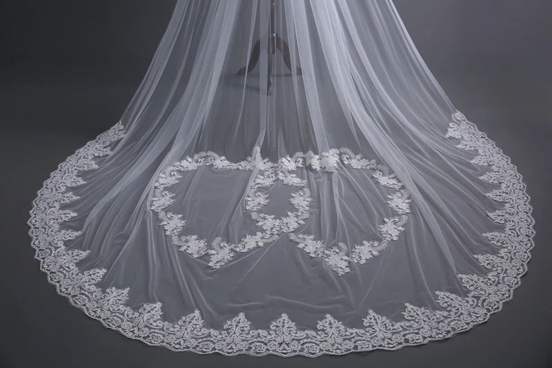 Фата свадебная SZWBridal с длинными кружевными краями Модная белая 3 метра свадебные