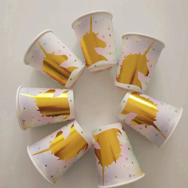 6 шт./лот Единорог Золотой одноразовая посуда набор одежда для свадьбы дня