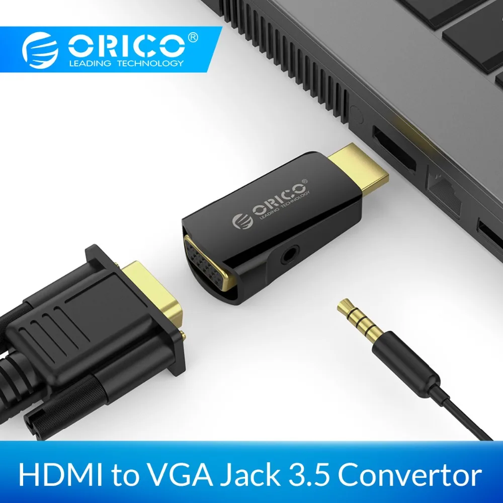 Аудиоадаптер ORICO 60 Гц HDMI VGA 3 5 мм папа Женский адаптер конвертер для ТВ проектора