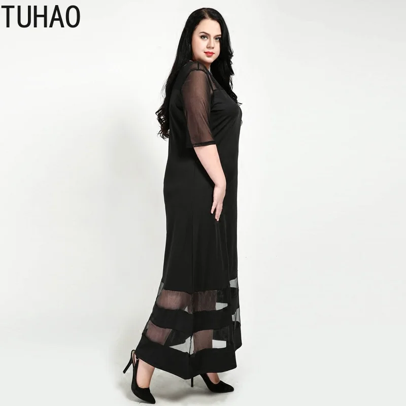 TUHAO летнее платье 7XL 6XL 5XL офисное платье размера плюс черное сексуальное Клубное женское платье большого размера s вечерние платья RL