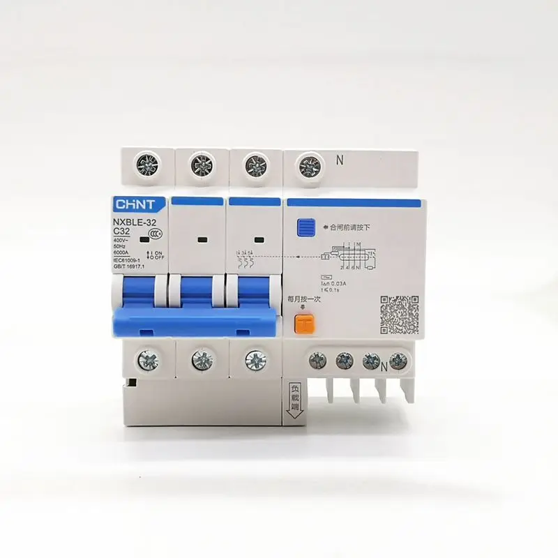 Новый автоматический выключатель CHINT RCBO NXBLE-32 3P + N 30mA C6A 10A 16A 20A 25A 32A - купить по