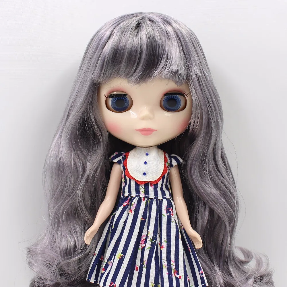 Fortune days factory blyth кукла серый микс фиолетовые волосы с челкой нормальное/суставное тело блестящее лицо 1/6 BL9016/1049